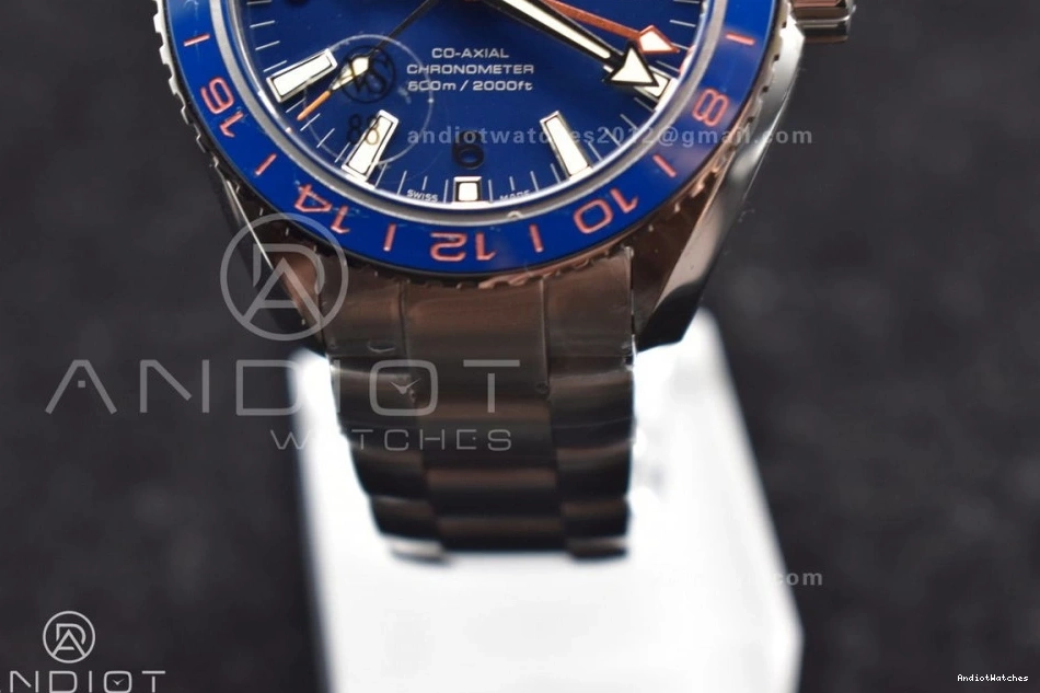 Dial VSF Planet Co-Axial Super 43.5mm GMT Blue Bracelet on Best Stretchable 1:1 Ocean 1014 Clone Bezel SS Blue A8605 600M Ceramic Edition 0814